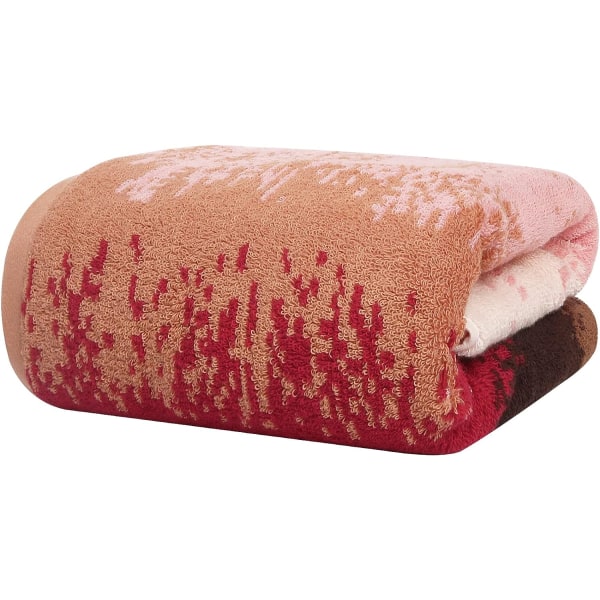 100 % bomuldsbadehåndklæde, luksuriøst absorberende håndklæde og superblødt hotelkvalitetshåndklæde til badeværelset (brunt/lyserødt badehåndklæde)