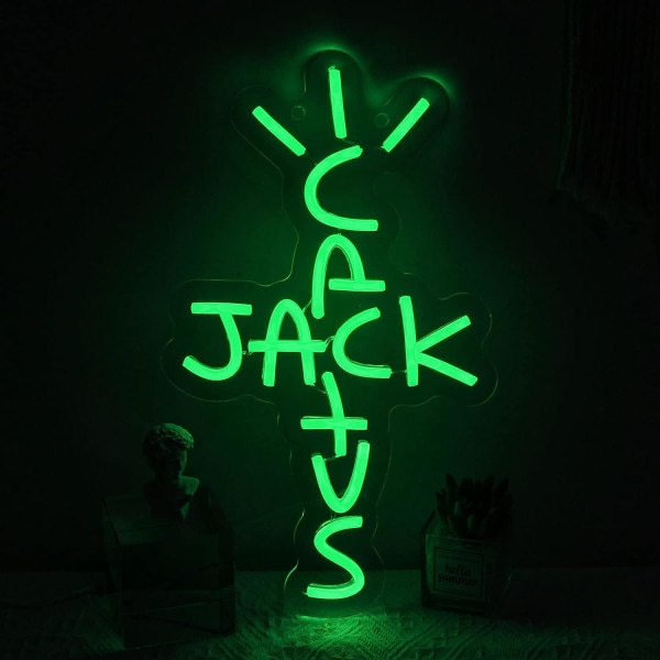Cactus Jack Neonskylt Gröna Ord Neonljusskylt Väggkonst Neonljus För Rap Pratar West Coast Light Up Hängskylt för sovrum Hem Bar Pub Fest