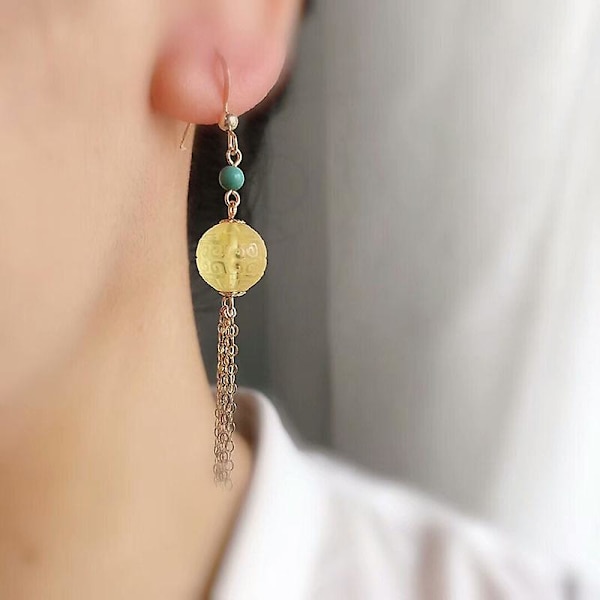 1 par friske rav øreringe, guld perle øreringe, 14k guld kvast øreringe, klassisk og elegant retro stil Betterlifefg