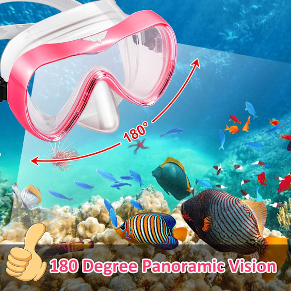Snorkelsæt Snorklingudstyr Voksne, Tør Top Dykkermasker Og Snorkel Til Mænd Kvinder-Pink