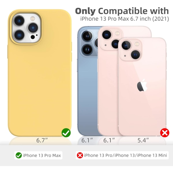til iPhone 13 Pro Max telefoncover 6,7 tommer, [Stødsikker][Anti-ridse] Slim Liquid Silikone Cover Protective Bumper 2021 (Gul)
