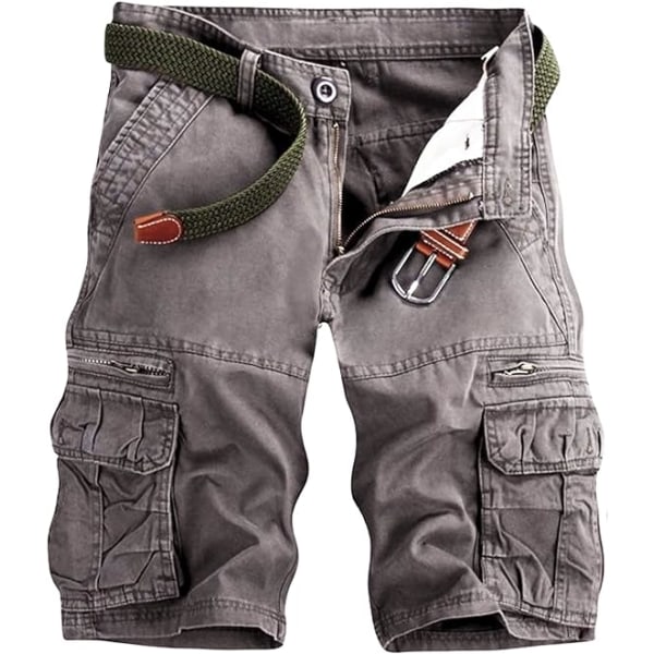 Cargo-shorts för män Lättviktsbyxor med multi fickor casual utan bälte