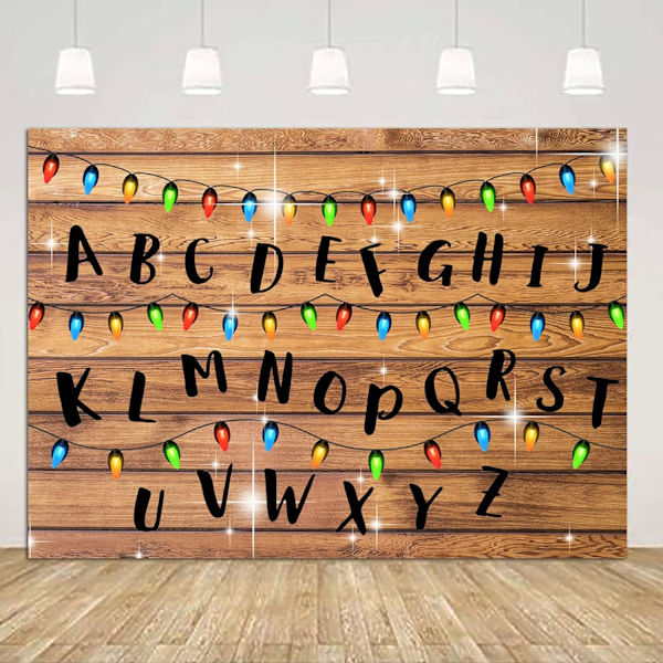 Jouluvalot Aakkoset Valokuvaustausta Rustiikkinen Puinen Stranger Tausta Syntymäpäiväjuhlatarvikkeisiin Valokuvauskoju Rekvisiitta Vinyyli 5X3FT
