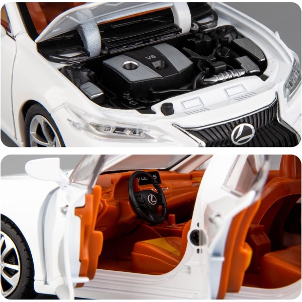 Malliauto 1/24 Lexus ES300 metalliseos Diecast keräilyleluauto valolla ja äänellä CAN leluajoneuvon ovi (valkoinen)