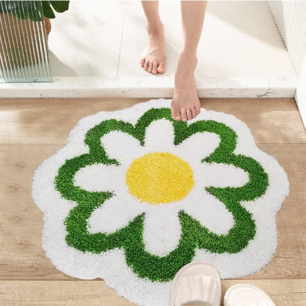 Blomsterformet badematte, uregelmessig teppe, søte rosa baderomsmatter, mikrofiber badematte, maskinvaskbar myk absorberende, 23,6x23,6 tommer