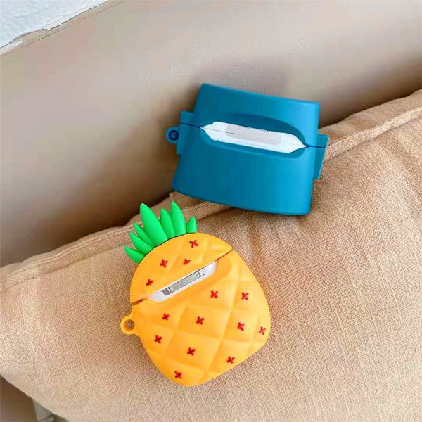 3D söpö sarjakuva sarja Airpod 1/2 kotelo iho kiipeily solki tyylikäs ja söpö muotoilu Airpod kotelo Airpod kotelollesi (Ananas talo)