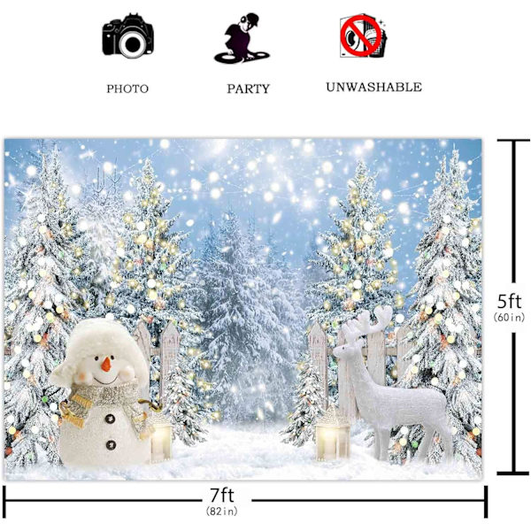 7x5FT Vinter Bakgrunn Snømann Snødekt Skog Furu Tre Bakgrunn La Det Snø Glitter Jul Juleferie Fest Dekor