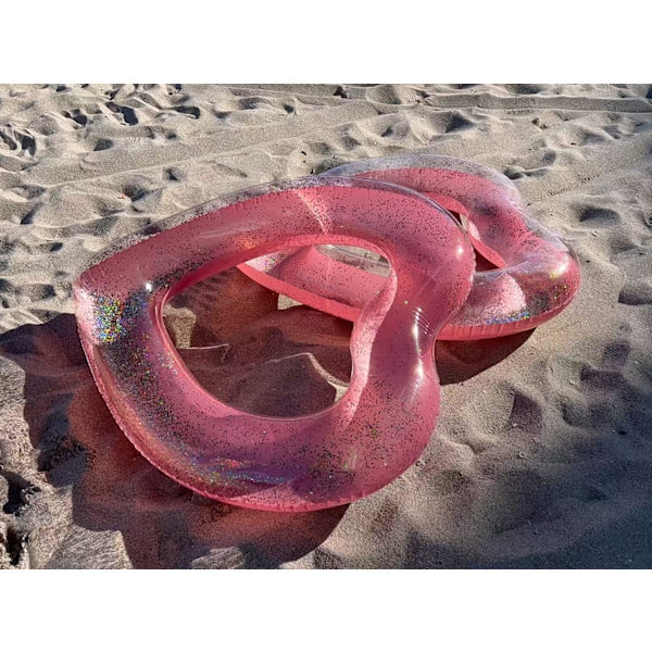 47 \"Uppblåsbara hjärtpoolflottörer, simringar, badringar, uppblåsbara badringar, ger roliga strandpoolflottörer utomhus roséguld
