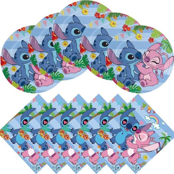 Stitch Birthday Party Supplies Stitch Party Tableware Sets Includes 20 Plates and 20 Napkins Serves 20 Guest