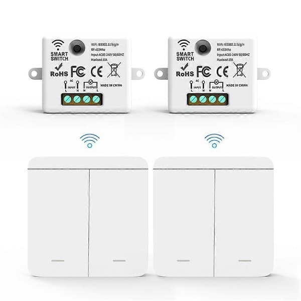 RF 433MHz Relé Mottaker med 2x 2-veis Panelbryter