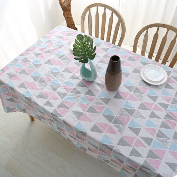 Färgglad geometrisk duk rektangel cover bomull linne triangelmönster bordsdukar för köksmatsal (färgglada, 55"x79")