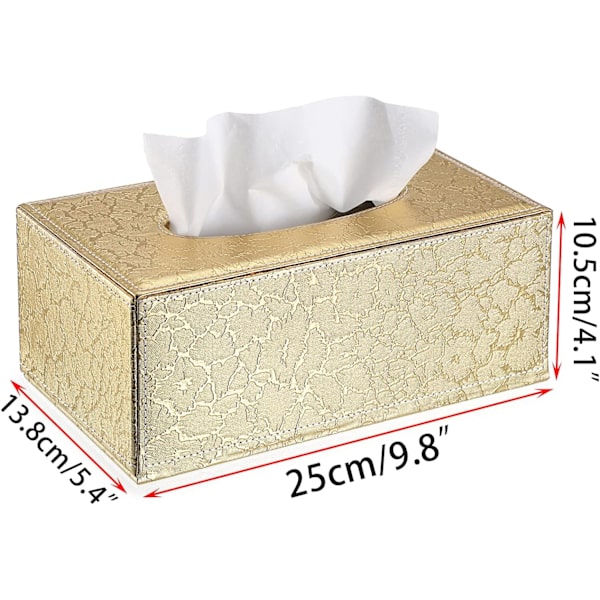 Rektangulær skinnomslag Stilig serviettboksholder med magnetisk bunn, dekorativ PU-serviettboks for toalettbord, gull