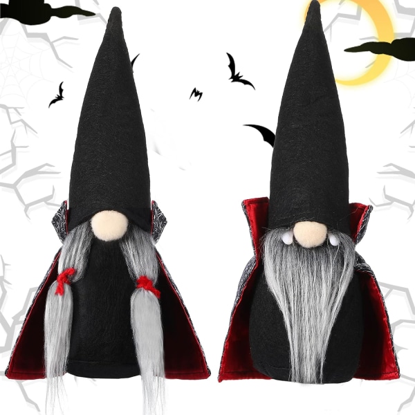 2 delar Halloween Gnomes Plyschdekor, Vintage Halloween svensk docka, Halloween Handgjorda prydnadsföremål Halloween Tomte Skandinavisk höst (rolig stil)