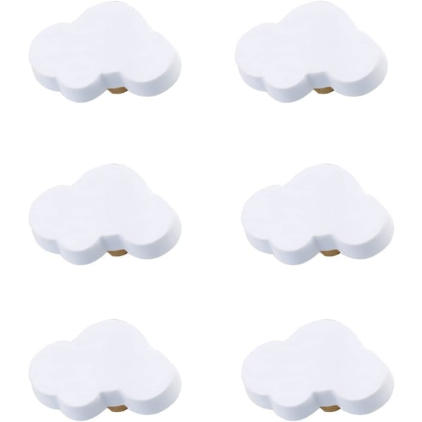 Tecknad form mjuka gummiknoppar Barn Flickor Pojkar Skåp Dra Lådknappar Barnrum Skåp Skåp Leksak 6st/ set (moln, vit)