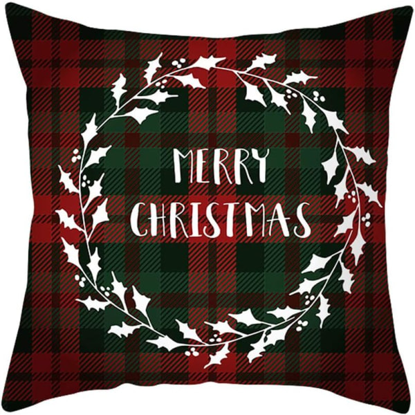 4pcs Christmas Pillow Case Cotton Linen Decorative Pillowcases Sofa Cushion Cover for Christmas Home Decor, 18 by 18 Inches (#2)