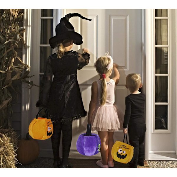 2 stk. Halloween Trick or Treat-tasker til børn slik-gags store genanvendelige græskar tasker tote tasker lærredstaske til trick