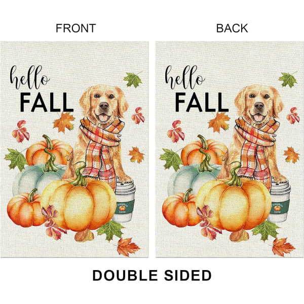 Happy Fall Dog Halloween Thanksgiving Hageflagg Vertikal Dobbeltsidig Dekor 12,5 x 18 Tommer (Happy Fall, 12,5 x 18)