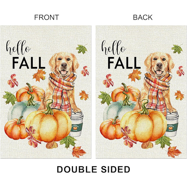 Happy Fall Hund Halloween Thanksgiving Have Flag Vertikal Dobbeltsidet Dekor 12,5 x 18 Tommer (Happy Fall, 12,5 x 18)