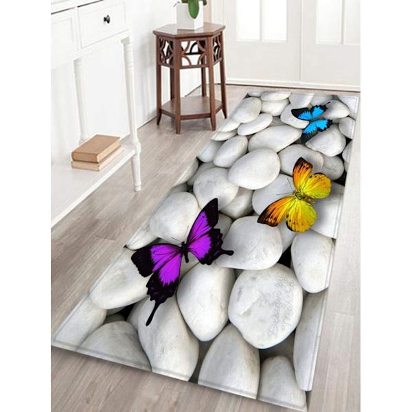 Sommerfugl Sten Tryk 17MM Tyk Memory Skum Badeværelse Tæppe og Dørmåtte Skridsikker Absorberende Super Bademåtter Komfortabel Flannel 47 X 16 Tommer