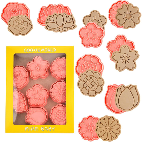 Ny tecknad 8PC Snack Cookie Cutter Set, 3D- form Cookie Cutter molds för tårta barn födelsedagsfest (B)