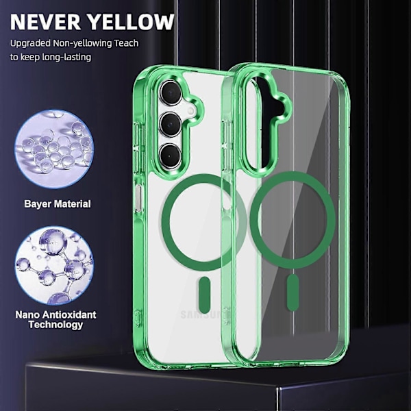Skal för Samsung Galaxy A16 4G 5G Kompatibelt med MagSafe TPU PC Transparent Telefonskal - Multicolor Green