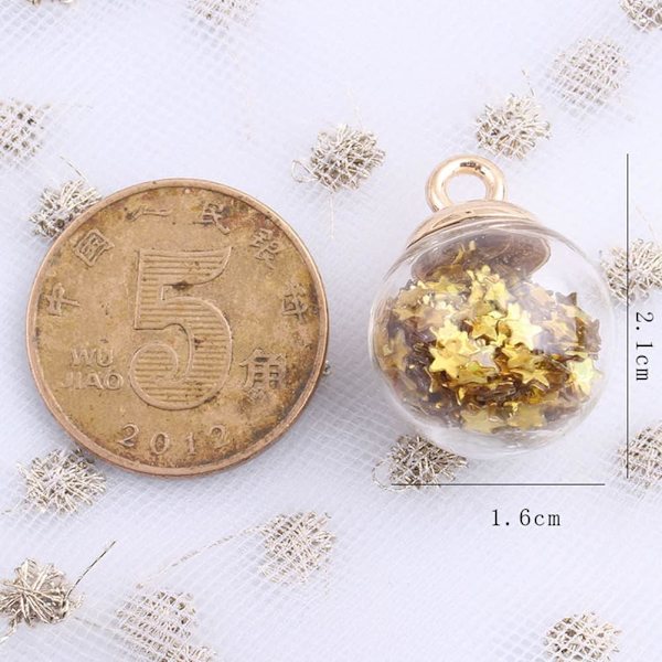 10 st klara stjärnformade julgranskulor i färgglatt glitterglas för julgransdekorationer, guld
