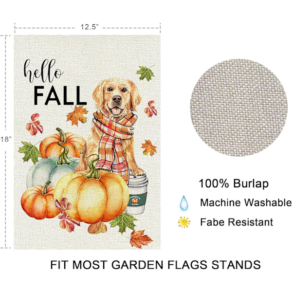 Happy Fall Hund Halloween Thanksgiving Have Flag Vertikal Dobbeltsidet Dekor 12,5 x 18 Tommer (Happy Fall, 12,5 x 18)