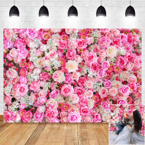 3D Rose Blomster Foto Baggrund Pink Rød Rose Fotografi Baggrund til Billeder 5x3ft Vinyl Nyfødt Baby Brudebad Fødselsdagsfest