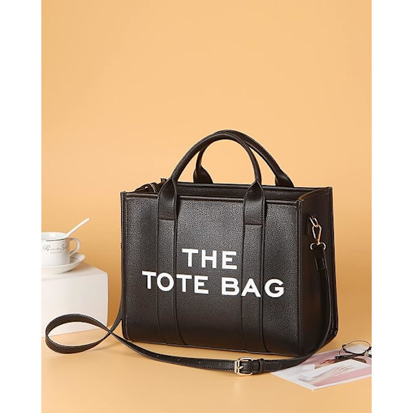 Shopper til kvinder, PU-læder shopper, skuldertaske, crossbody-taske eller håndtaske til skole, kontor, rejser (10,6 x 13 x 6,3 tommer)
