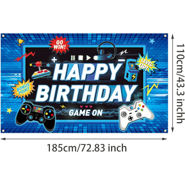 Video Game Backdrop Gaming Theme Birthday Party Photography Background Banner Gaming Party Props for Game Fans Kids Boys Birthday Party Decorations