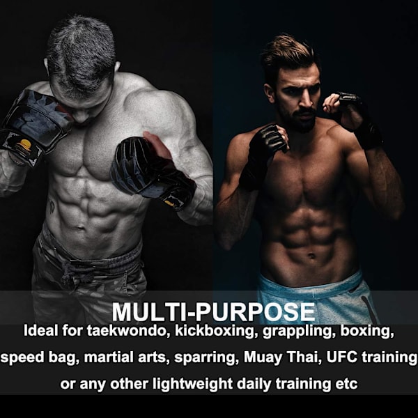 Handskar, Halvfinger Boxning Fighting Handskar Mma Handskar, Ufc Handskar Med Justerbar Handledsrem För Sanda Boxningsring - G-Svart