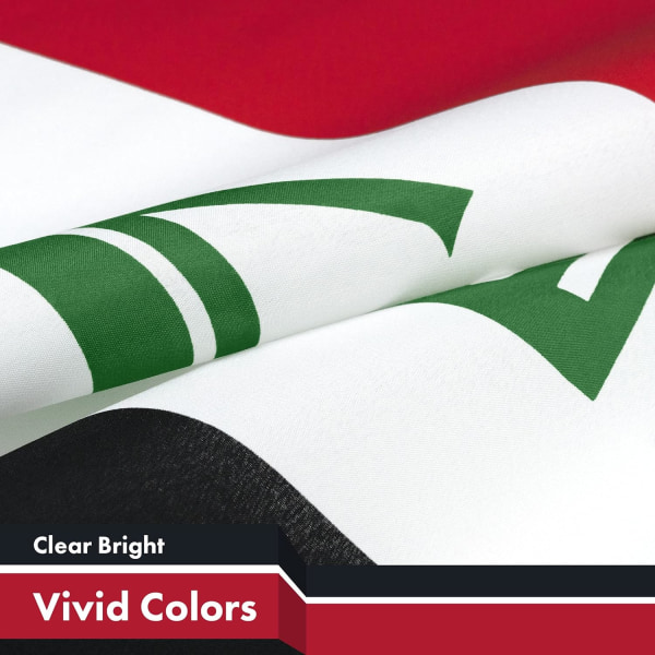 Iraks (irakiska) flagga | 3x5 fot | Printed 150D – inomhus/utomhus, levande färger, mässingshylsor, kvalitetspolyester, mycket tjockare