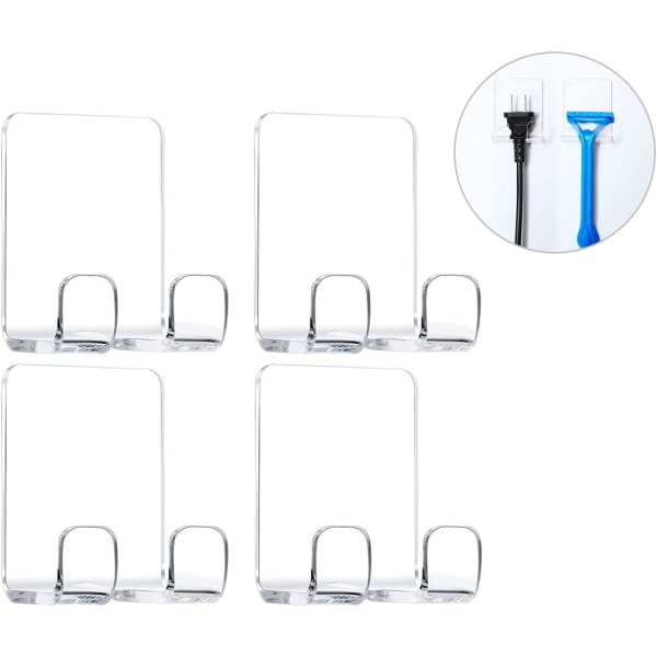 Klara självhäftande krokar för duschvägg Duschrakhållare Rakhyvelhållare Förvaringshållare för telefon, badkarsarrangörer och förvaringsdusch (Clear-4st)