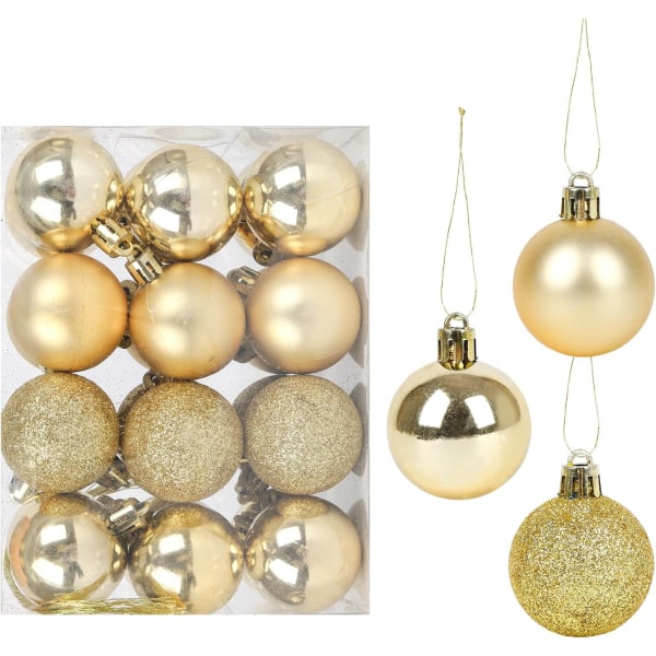 Julekugle, juletræspynt, plastikpynt juletræspynt, til julefester, bryllupper, feriefester - 4 cm (guld)
