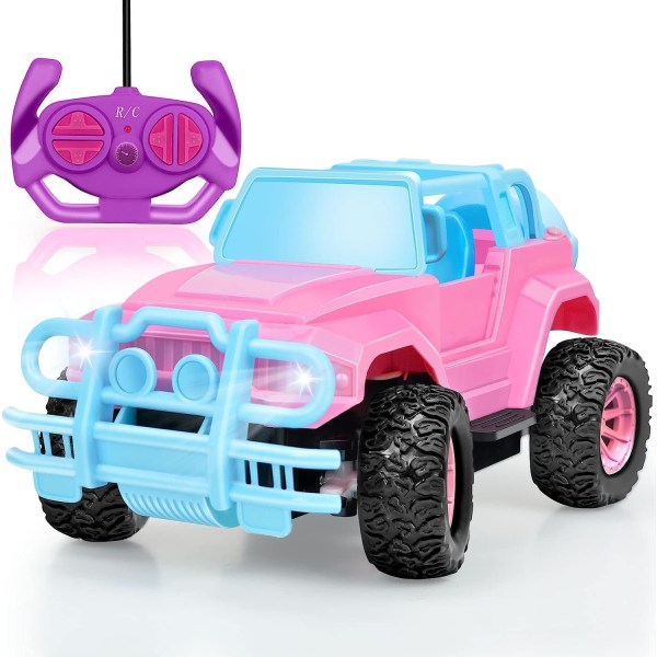 Fjernbetjening Bil RC Racerbiler, 1:20 Skala Jeep Fjernbetjening Monster Truck, 2.4Ghz LED Lys Off-Road Rc Biler, Legetøj (Pink)