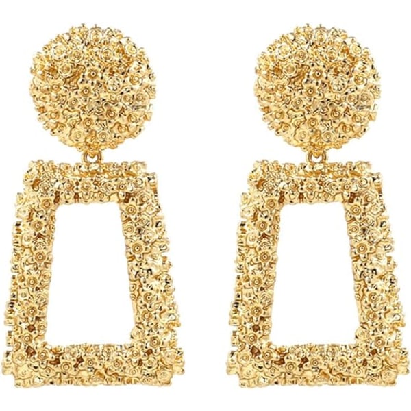 Extra stora geometriska ringar örhängen, 18K guld överdimensionerade vågiga upphöjda Statement örhängen för kvinnor Allergivänliga