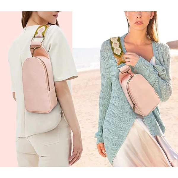 Dame Brystveske Sling Bag Liten Skuldertaske Dagstursekk Gitarrem Veske PU Lær Skuldertaske for Reise