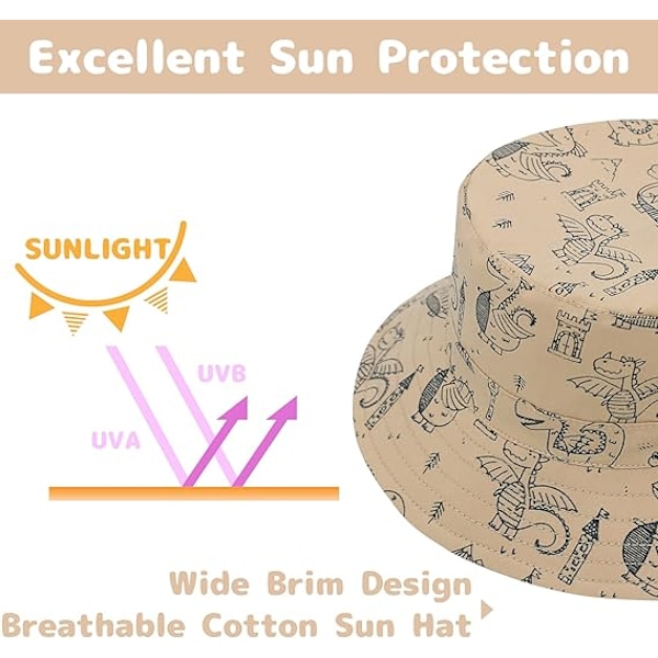 Baby Solhatt, Solhatt för Pojkar, Toddlerhatt, UPF 54+ Hinkhatt för Babyflickor, Spädbarnsstrandhatt med Bred Brätte, Barnkepsar