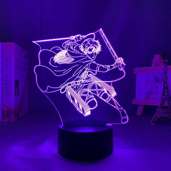 Anime Attack On Titan LED nattlyslampe for soveromsdekorasjon, gave til barn, bordlampe 3D lampe AOT 3D nattlampe LED skrivebordslampe PXJD