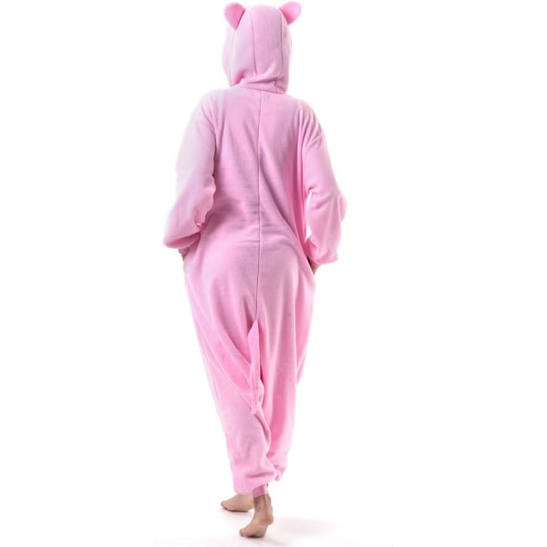 Unisex Vuxen Cartoon Kostym Halloween Jul Pyjamas Jumpsuit Onesies Plysch Cosplay Pyjamas Rosa Gris M