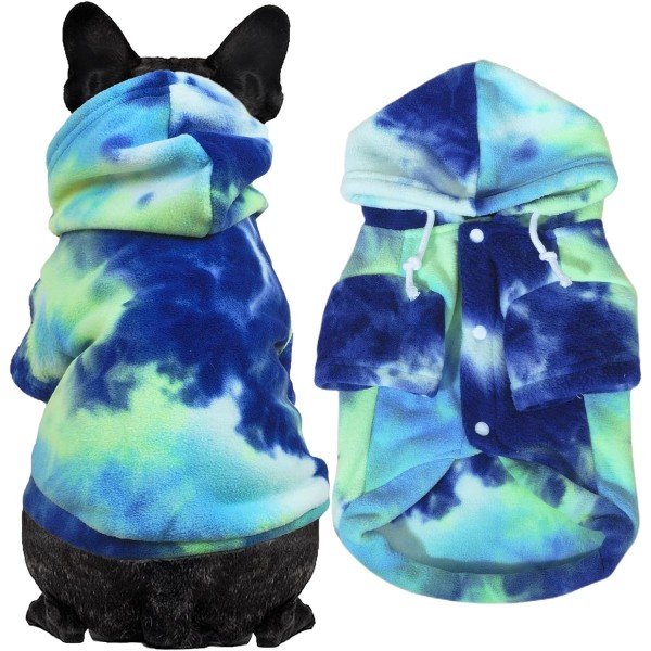 Tie Dye Hundkläder Hoodie, Husdjur Vinterrock, Valpsweatshirts för Små Hundar Pojke Flicka
