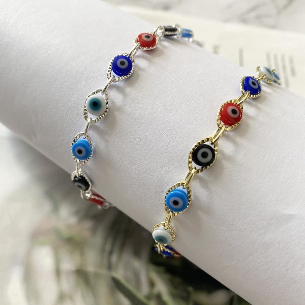 Heyone Dainty Evil Eye -rannekkeet naisille, 14K kulta Evil Eye -ketjuranneke tytöille