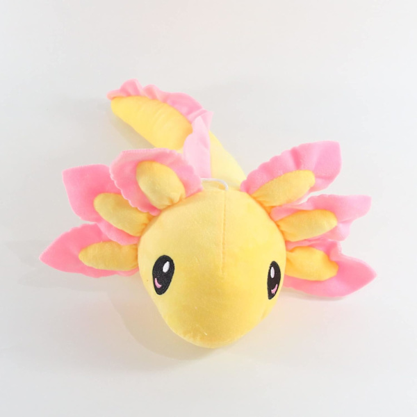 Søt Axolotl plysj pute myk utstoppet dyr rosa gul axolotl sekskantet dinosaur plysj leker dukke hjem dekor 13,7 tommer (gul)