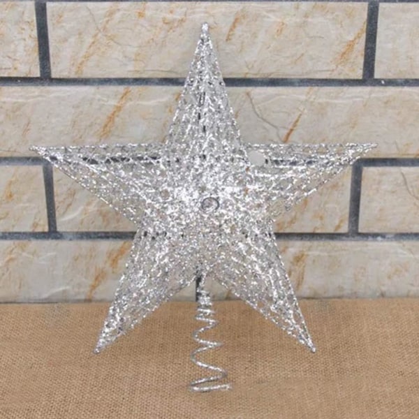 Juletrær Topper Stjerne Jul Paljett Dekorasjon Topper Jul Hengende Dekorasjon Juletrær Sølv 30cm