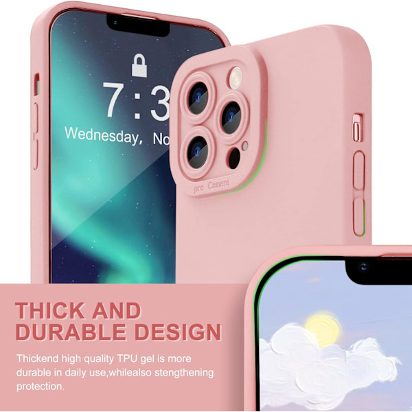 Designad för iPhone 13 Pro Max Skal Gel Gummi Heltäckande Skydd Stöttåligt Fodral för Apple 13 Pro Max Endast, Stöttåligt Skydd (Sand Rosa)