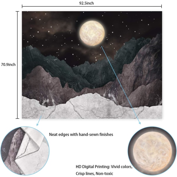Vuoristo-tapetti Kuu Tähdet Tapetti Yö Tähtitaivas Tapetti Luonto Tapetti Maisema Vuoristo Tapetti Seinävaate