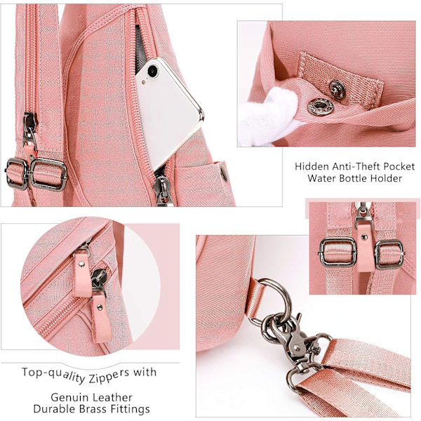 Nylon Sling Bag - Liten Crossbody Ryggsäck Axelväska Casual Dagryggsäck Multifunktionell Ryggsäck för Män Kvinnor