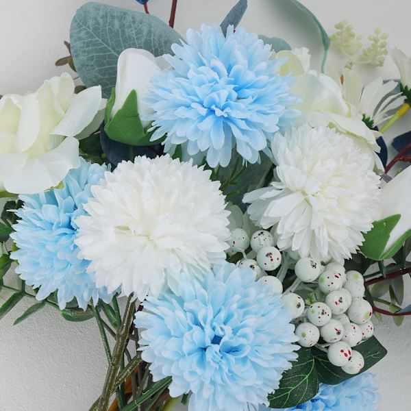 Kunstige blomster med vase, kunstige blomster i vase, falske blomsterbuket til midterstykke, borddekorationer, boligindretning