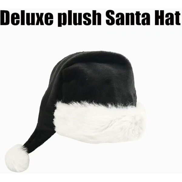 Black and White Deluxe Adults Santa Hat for Black Christmas Theme