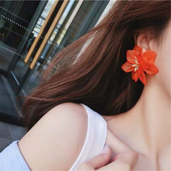 Heyone Fashion Bohemian Akryl Store Blomster Stud Øreringe Matte Blomster Dangle Øreringe med Guld Blomsterknopper til Kvinder Piger Mor Elsker og Venner